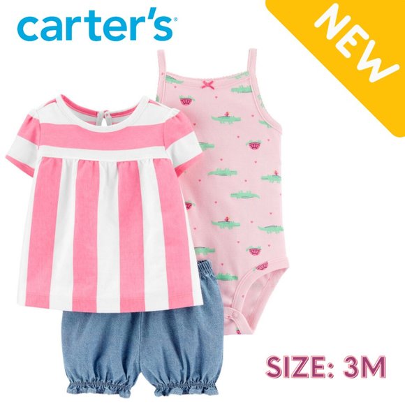 Carter's 3-Piece Striped Little Short Set - Picture 1 of 3